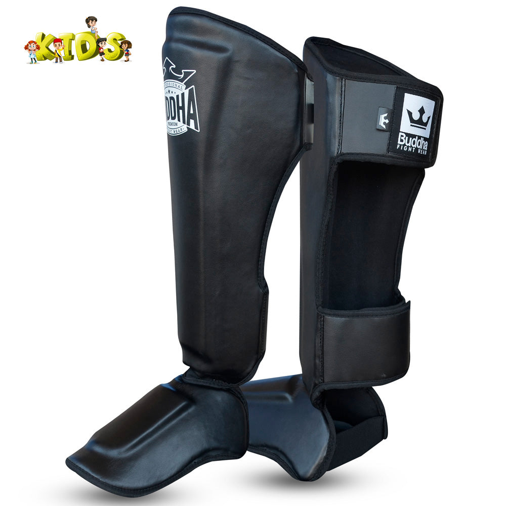 Espinilleras para niños Buddha negro mate