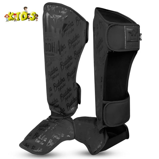 Espinilleras para niños Buddha negro mate